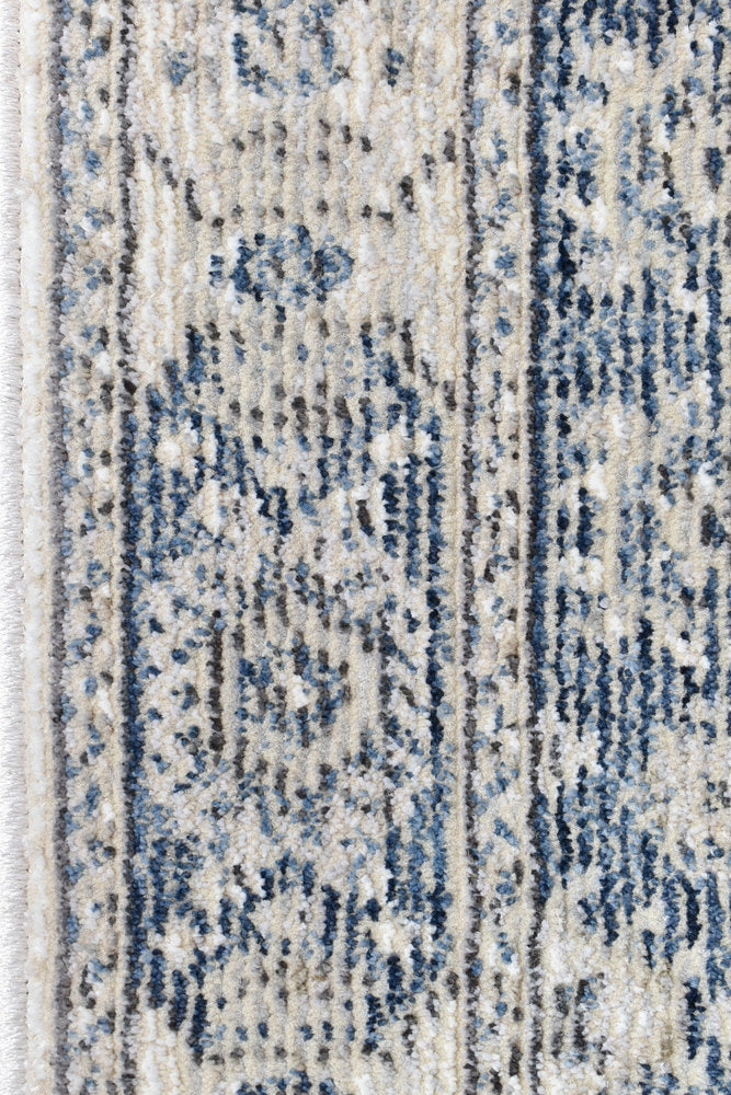 Medina Cream Blue Runner Rug - Turkish-inspired hallway runner rug from Treasures of Turkey