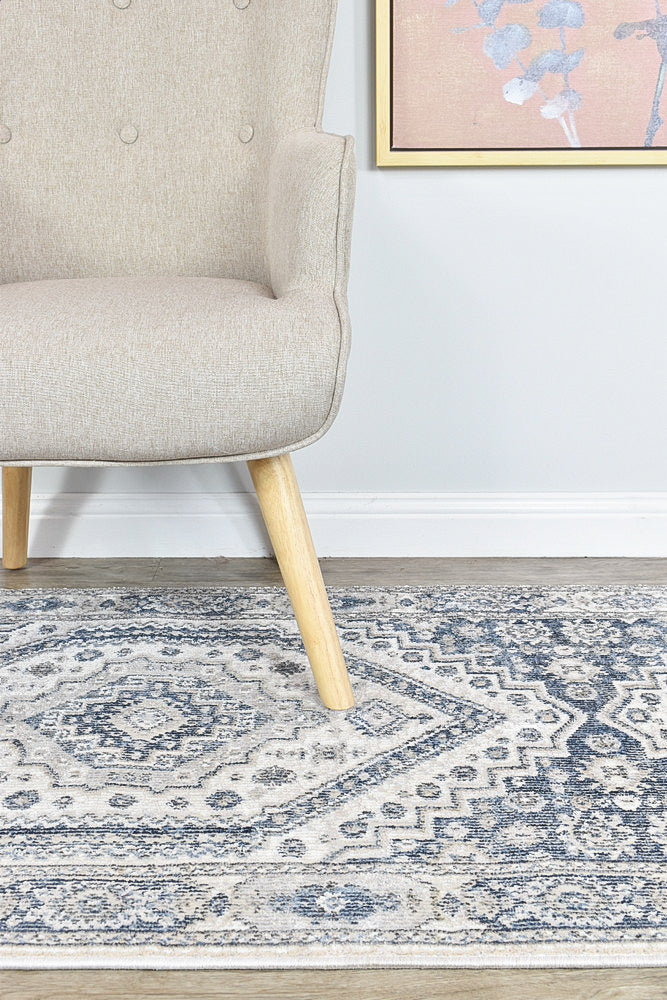 Medina Cream Blue Rug - Turkish-inspired modern rug from Treasures of Turkey
