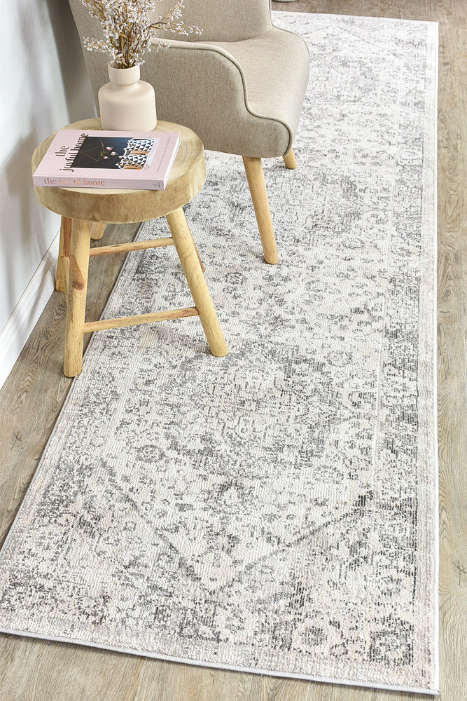 Medina Grey Runner Rug - Turkish-inspired hallway runner rug from Treasures of Turkey