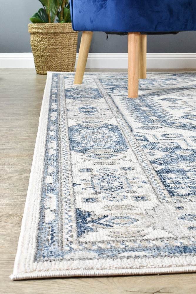 Medina Cream Blue Rug - Turkish-inspired modern rug from Treasures of Turkey