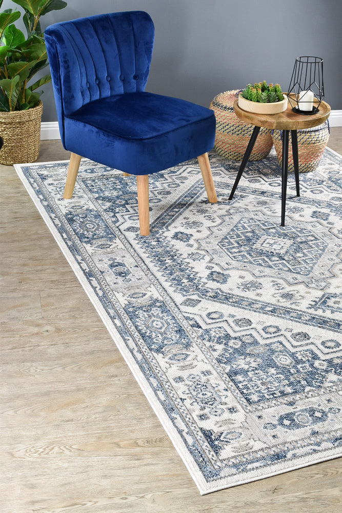 Medina Cream Blue Rug - Turkish-inspired modern rug from Treasures of Turkey