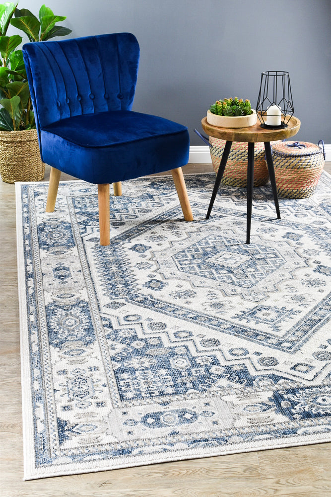 Medina Cream Blue Rug - Turkish-inspired modern rug from Treasures of Turkey