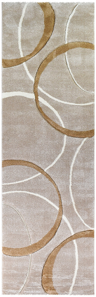 Dahlia Beige Dark Beige Runner - Turkish-inspired hallway runner rug from Treasures of Turkey