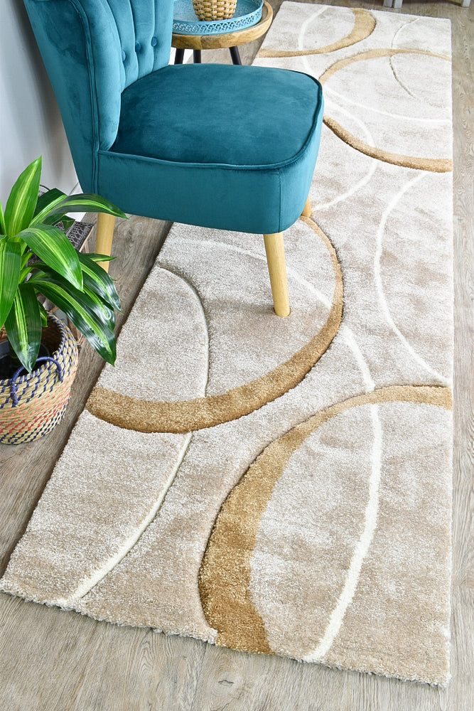 Dahlia Beige Dark Beige Runner - Turkish-inspired hallway runner rug from Treasures of Turkey