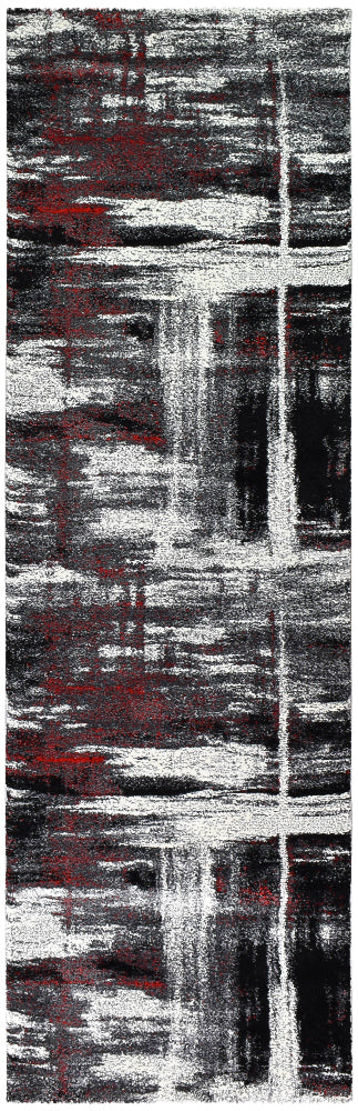 Dahlia Light Grey Red Runner - Turkish-inspired hallway runner rug from Treasures of Turkey