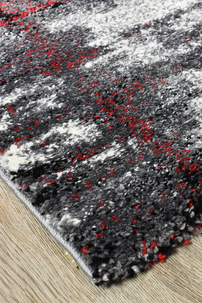 Dahlia Light Grey Red Runner - Turkish-inspired hallway runner rug from Treasures of Turkey