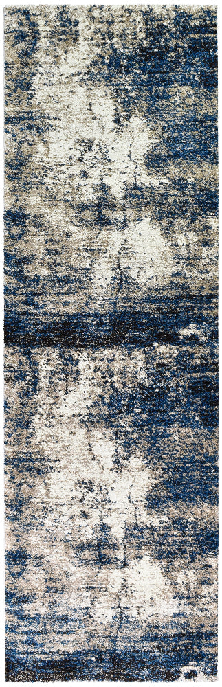 Dahlia White Blue Runner - Turkish-inspired hallway runner rug from Treasures of Turkey