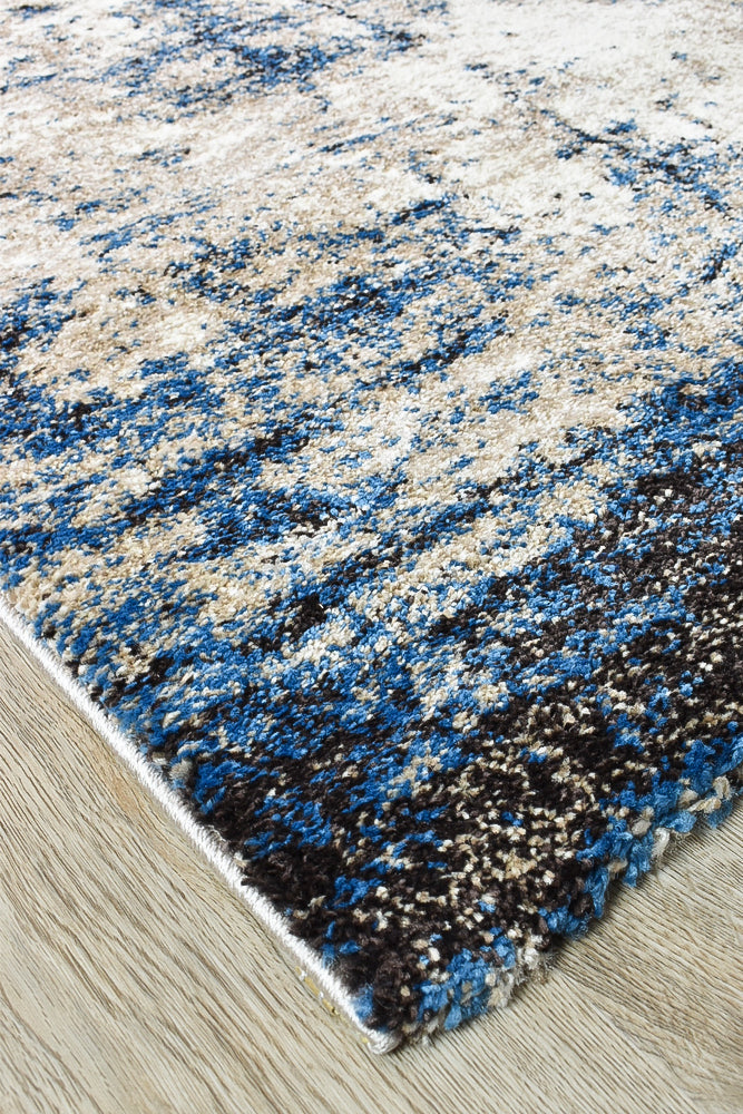 Dahlia White Blue Runner - Turkish-inspired hallway runner rug from Treasures of Turkey