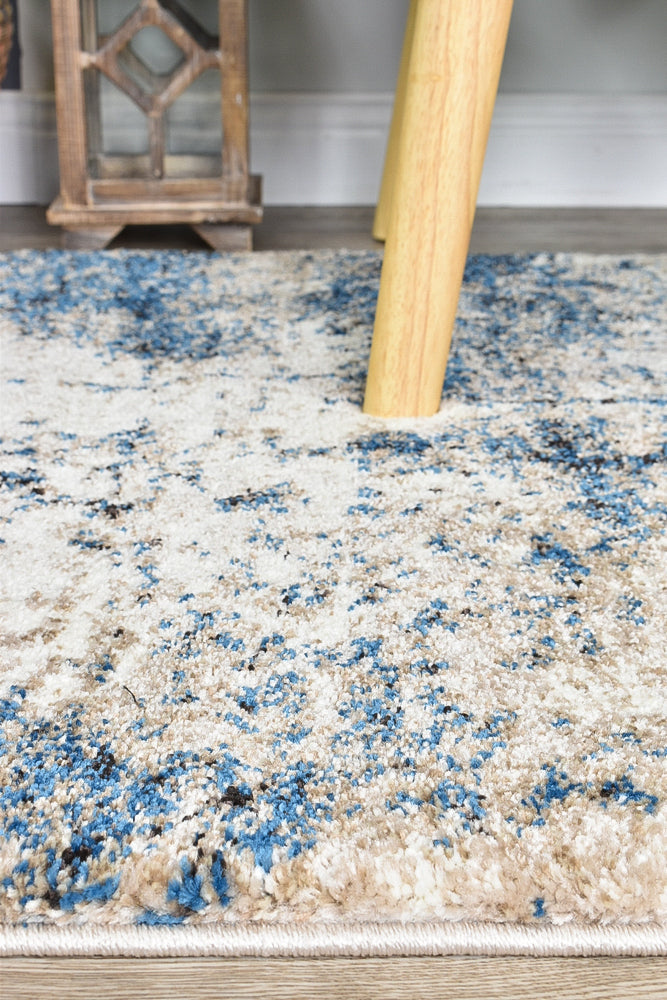 Dahlia White Blue Runner - Turkish-inspired hallway runner rug from Treasures of Turkey