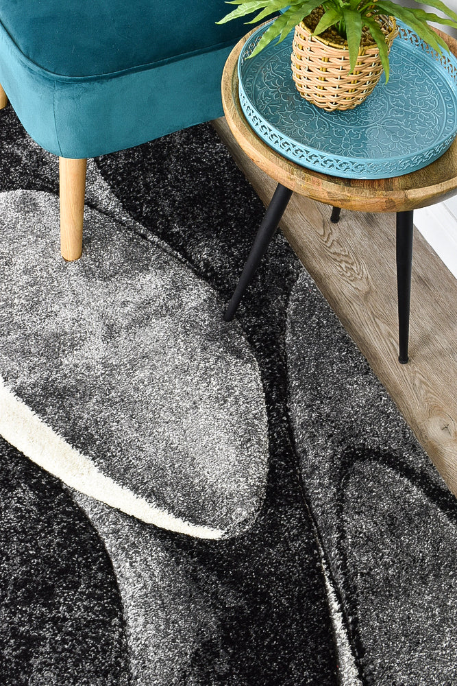 Dahlia Dark Grey White Rug - Turkish-inspired modern rug from Treasures of Turkey