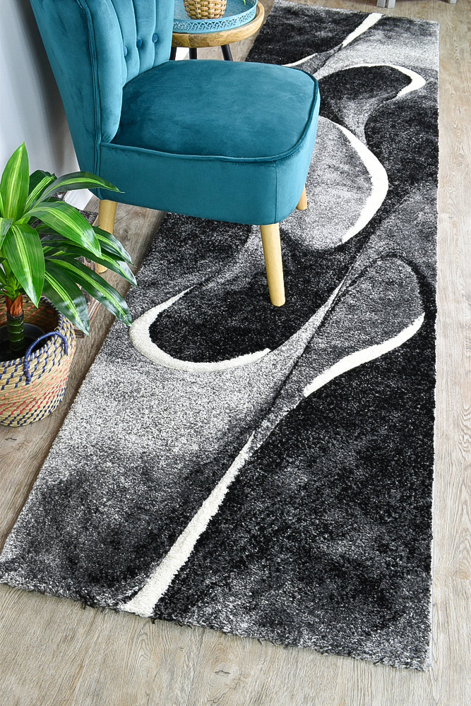 Dahlia Dark Grey White Rug - Turkish-inspired modern rug from Treasures of Turkey