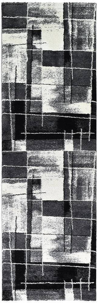 Dahlia Dark Grey Black Runner - Turkish-inspired hallway runner rug from Treasures of Turkey