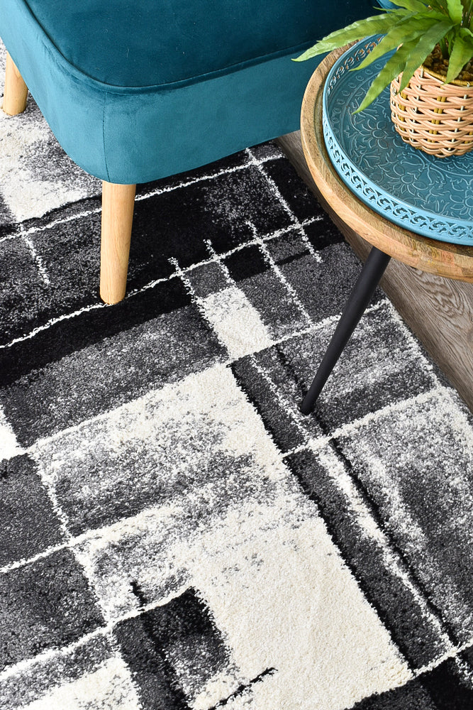 Dahlia Dark Grey Black Runner - Turkish-inspired hallway runner rug from Treasures of Turkey
