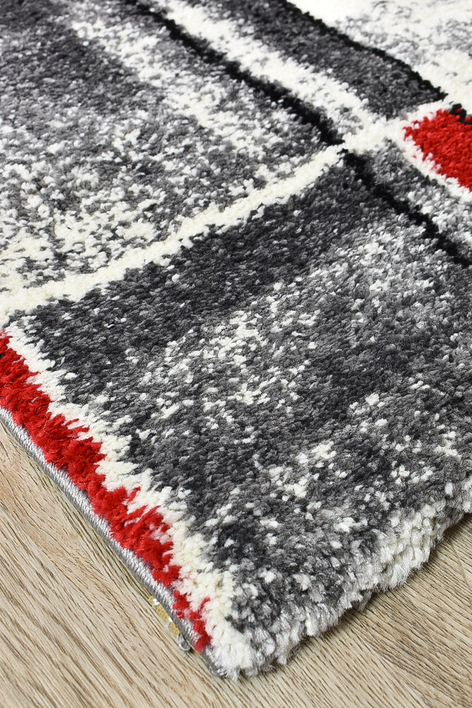 Dahlia Dark Grey Red Rug - Turkish-inspired modern rug from Treasures of Turkey
