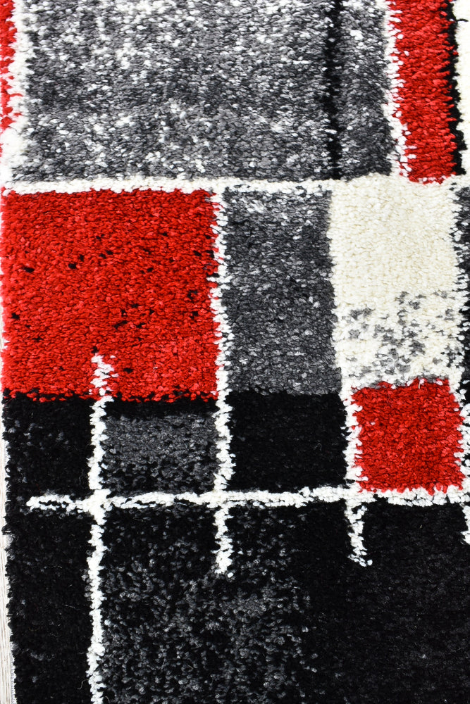 Dahlia Dark Grey Red Rug - Turkish-inspired modern rug from Treasures of Turkey