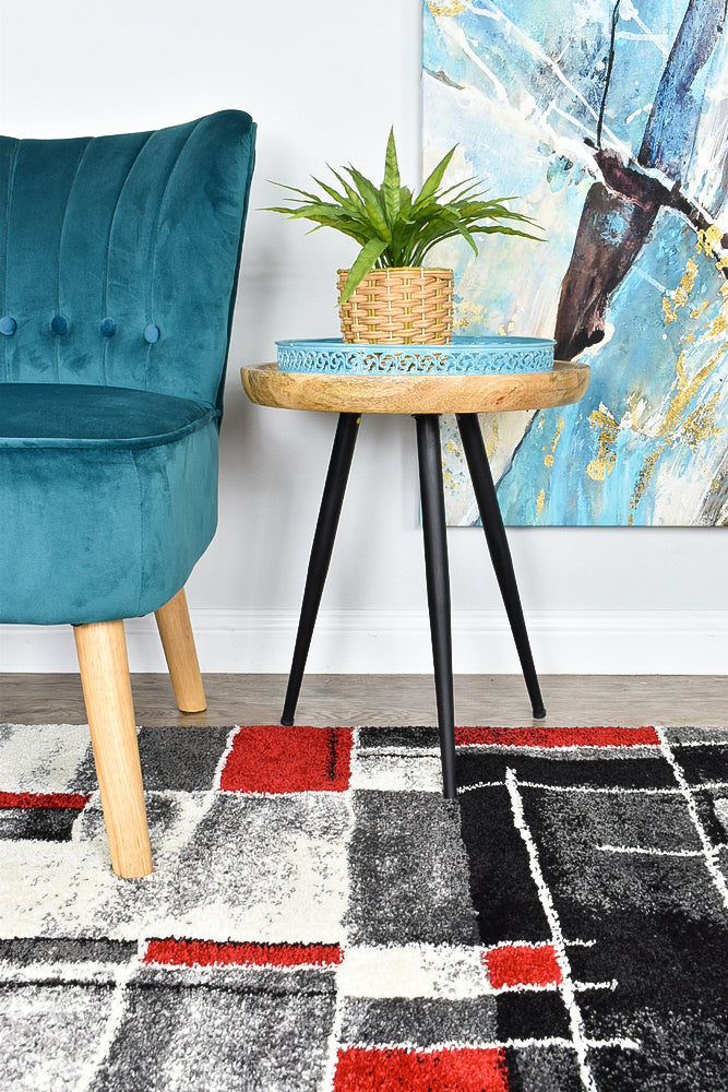 Dahlia Dark Grey Red Rug - Turkish-inspired modern rug from Treasures of Turkey