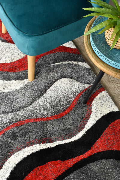 Dahlia 300 Light Grey Red Rug