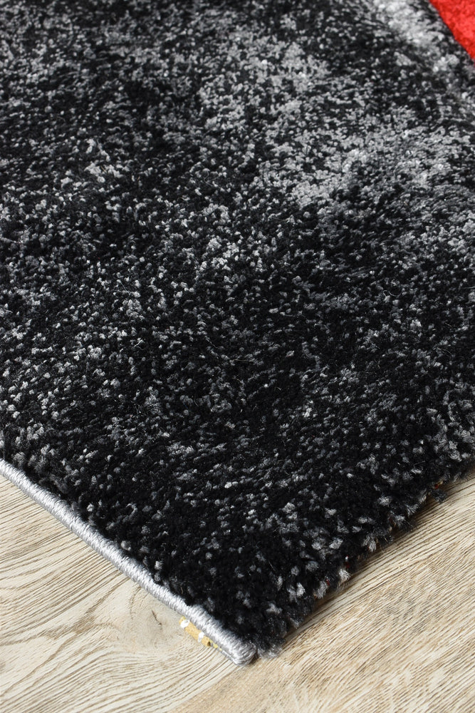 Dahlia Dark Grey Red Rug - Turkish-inspired modern rug from Treasures of Turkey