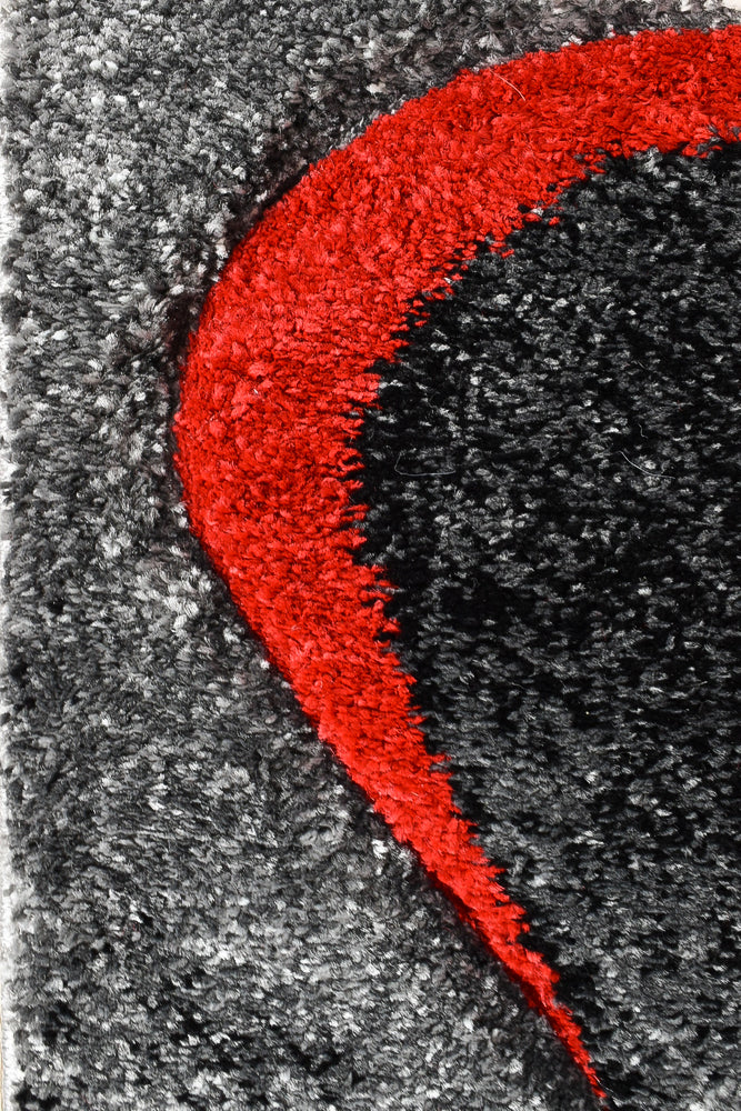 Dahlia Dark Grey Red Runner - Turkish-inspired hallway runner rug from Treasures of Turkey