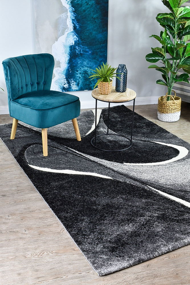 Dahlia Dark Grey White Rug - Turkish-inspired modern rug from Treasures of Turkey
