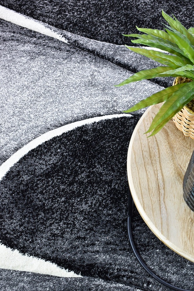 Dahlia Dark Grey White Rug - Turkish-inspired modern rug from Treasures of Turkey