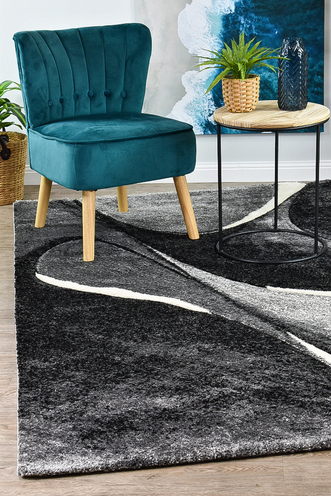 Dahlia Dark Grey White Rug - Turkish-inspired modern rug from Treasures of Turkey