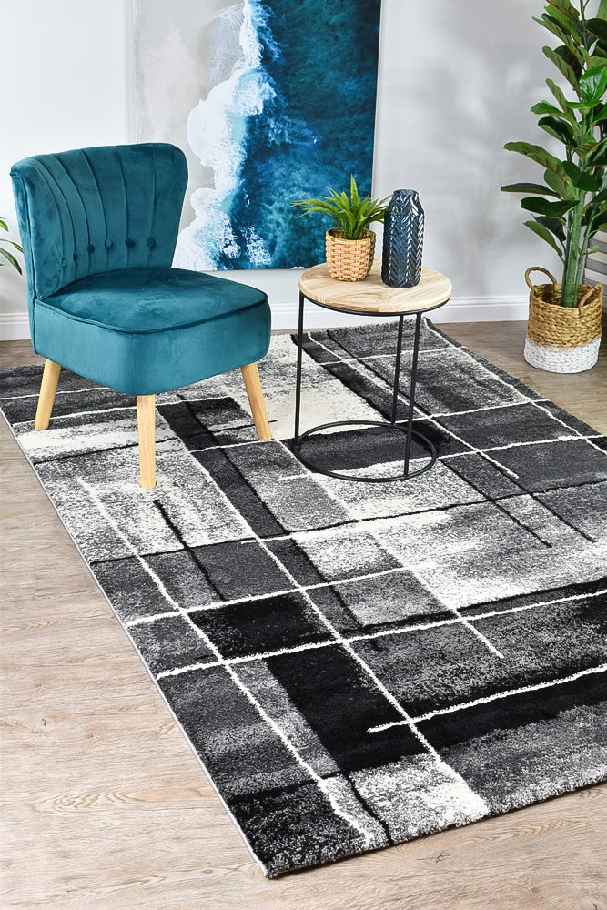 Dahlia Dark Grey Black Rug - Turkish-inspired modern rug from Treasures of Turkey