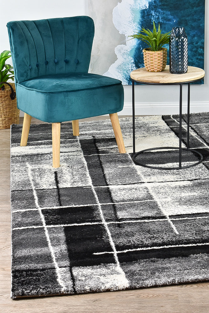 Dahlia Dark Grey Black Rug - Turkish-inspired modern rug from Treasures of Turkey