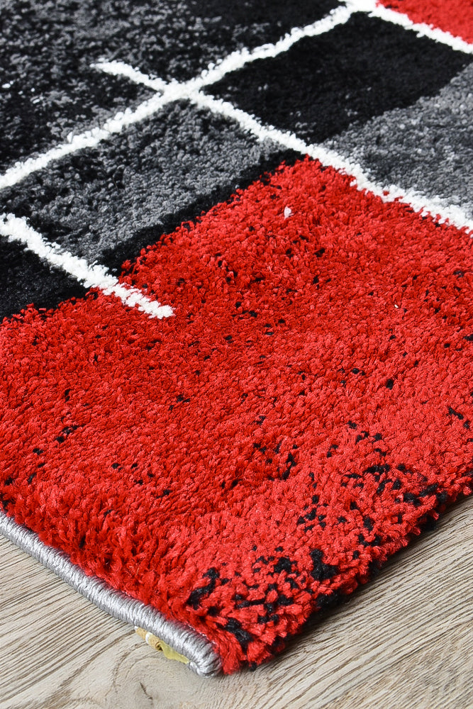 Dahlia Dark Grey Red Rug - Turkish-inspired modern rug from Treasures of Turkey