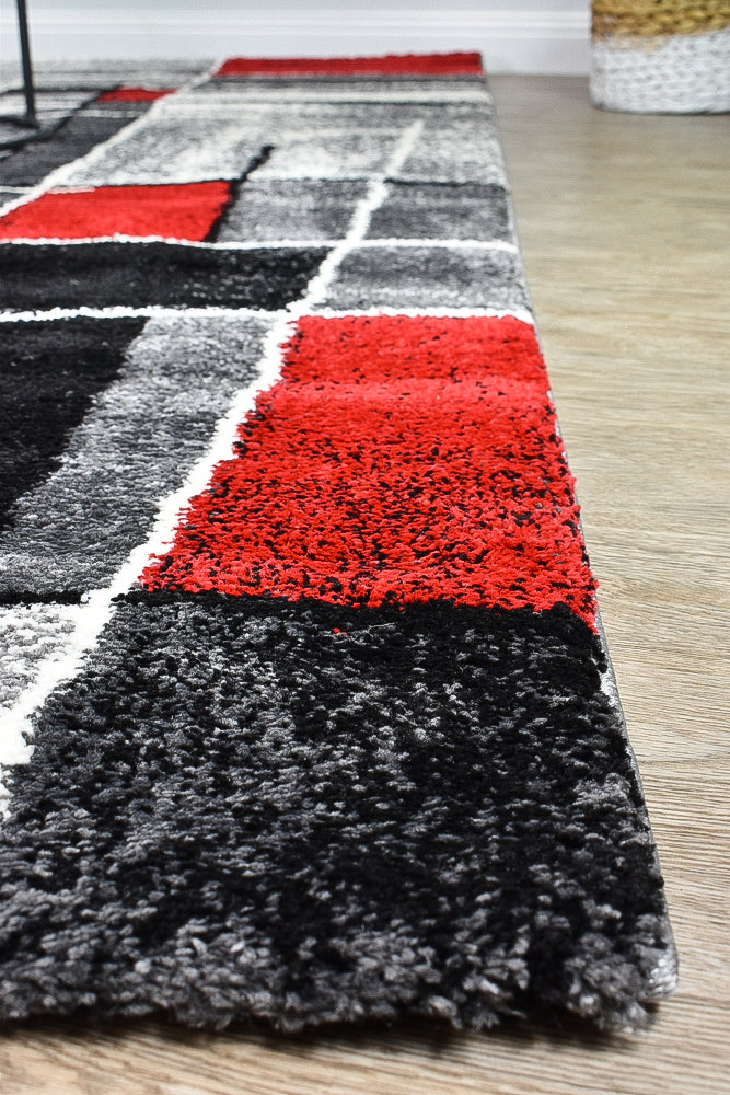 Dahlia Dark Grey Red Rug - Turkish-inspired modern rug from Treasures of Turkey