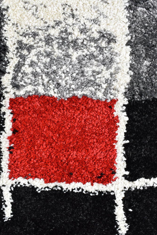 Dahlia Dark Grey Red Rug - Turkish-inspired modern rug from Treasures of Turkey