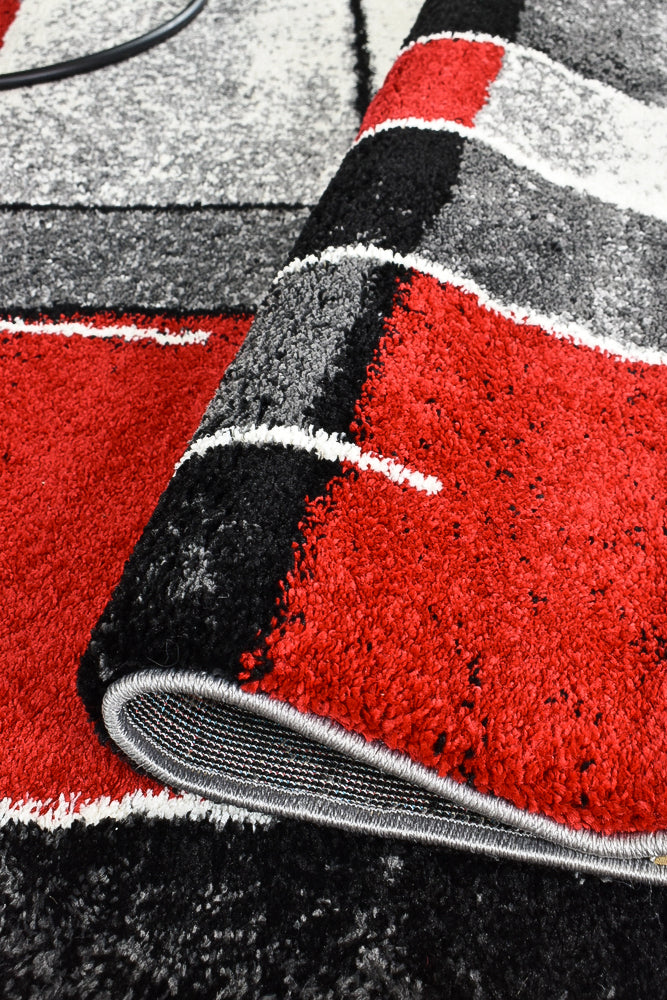 Dahlia Dark Grey Red Rug - Turkish-inspired modern rug from Treasures of Turkey