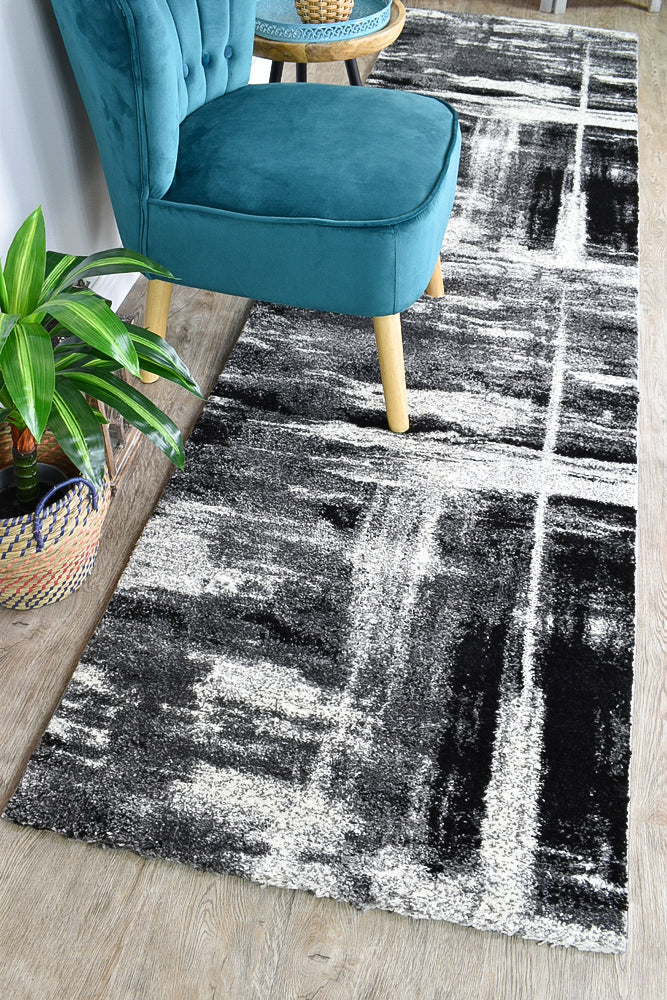 Dahlia Light Grey Dark Grey Runner - Turkish-inspired hallway runner rug from Treasures of Turkey