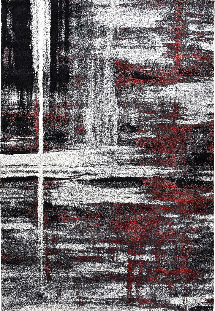 Dahlia Light Grey Red Rug - Turkish-inspired modern rug from Treasures of Turkey