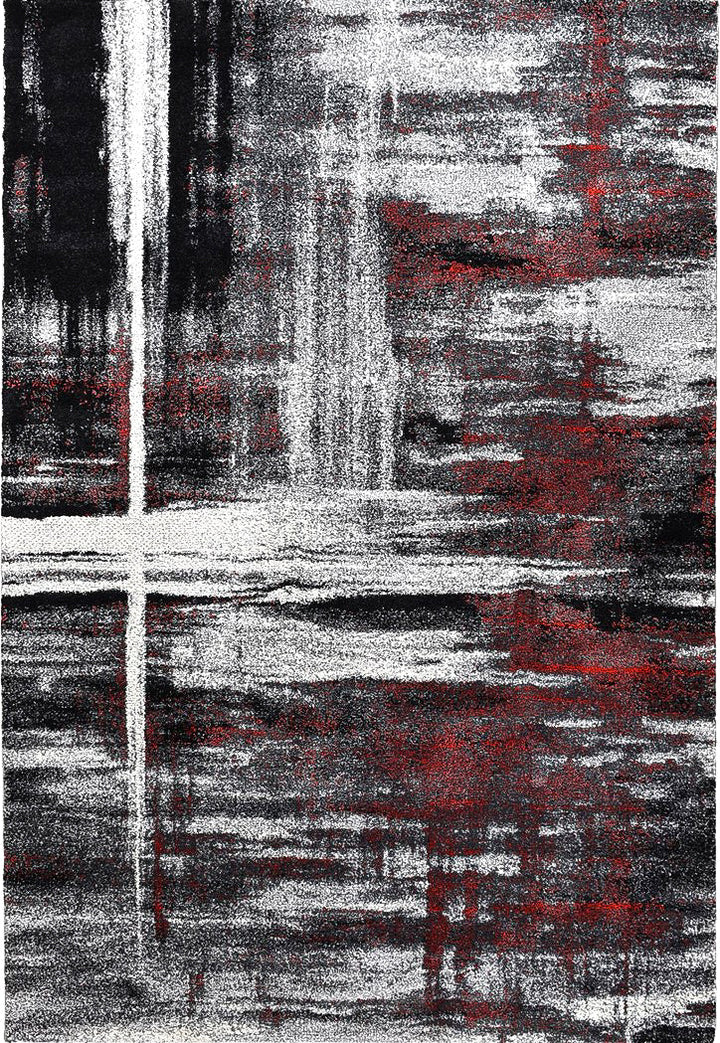 Dahlia Light Grey Red Rug - Turkish-inspired modern rug from Treasures of Turkey