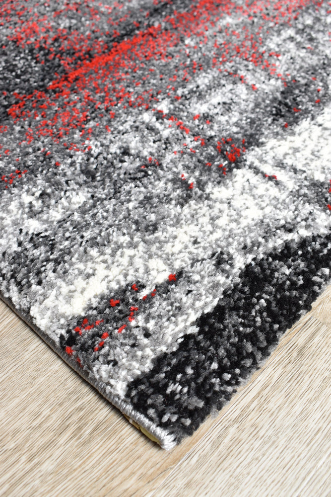 Dahlia Light Grey Red Rug - Turkish-inspired modern rug from Treasures of Turkey