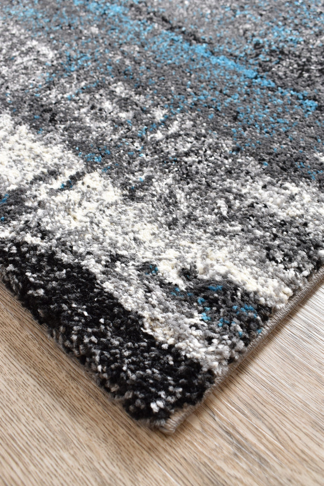 Dahlia Light Grey Turquoise Rug - Turkish-inspired modern rug from Treasures of Turkey