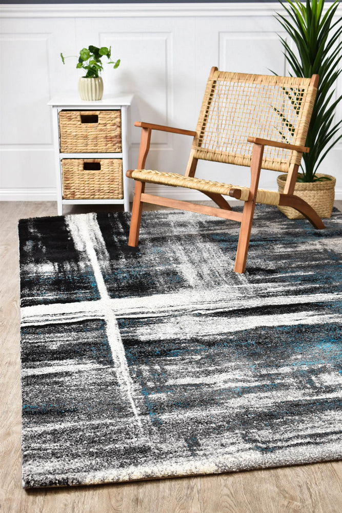 Dahlia Light Grey Turquoise Rug - Turkish-inspired modern rug from Treasures of Turkey