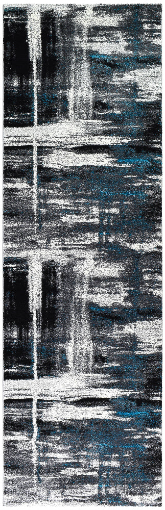 Dahlia Light Grey Turquoise Runner - Turkish-inspired hallway runner rug from Treasures of Turkey