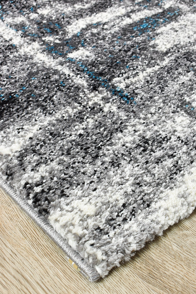 Dahlia Light Grey Turquoise Runner - Turkish-inspired hallway runner rug from Treasures of Turkey