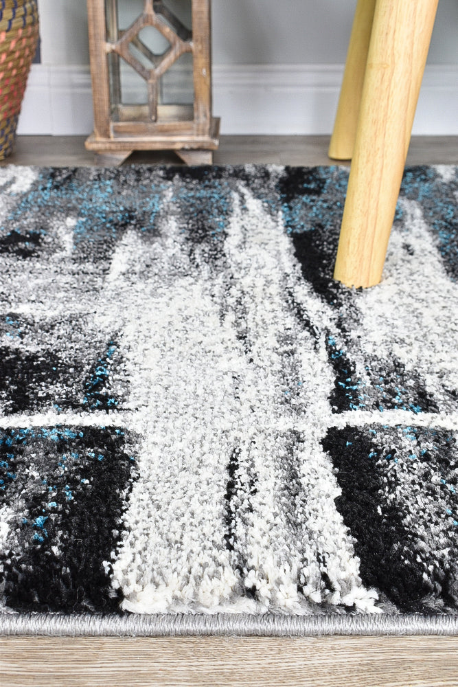 Dahlia Light Grey Turquoise Rug - Turkish-inspired modern rug from Treasures of Turkey