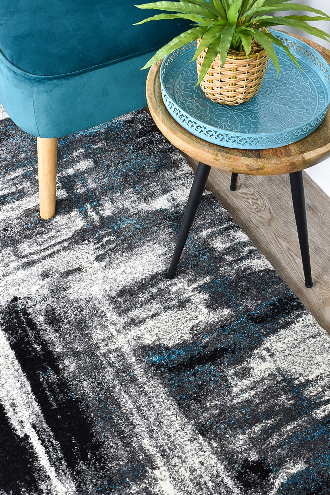 Dahlia Light Grey Turquoise Rug - Turkish-inspired modern rug from Treasures of Turkey