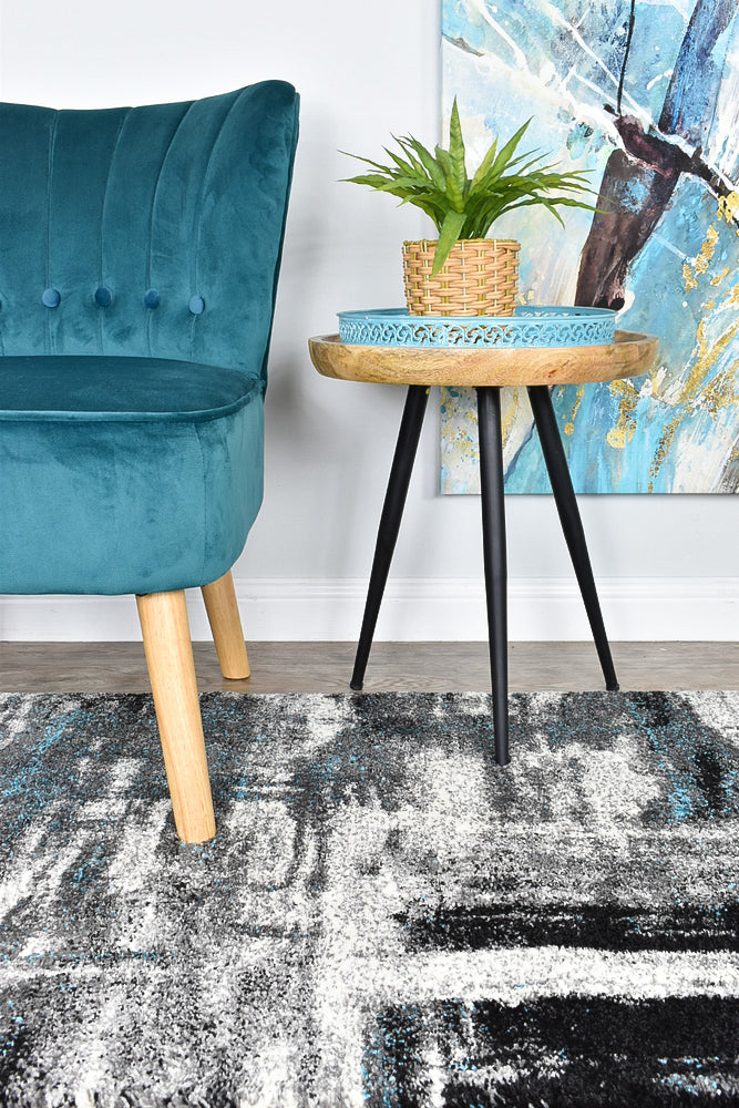Dahlia Light Grey Turquoise Rug - Turkish-inspired modern rug from Treasures of Turkey