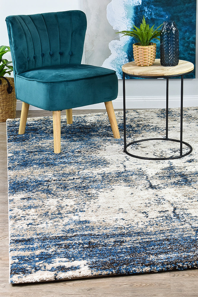 Dahlia White Blue Rug - Turkish-inspired modern rug from Treasures of Turkey