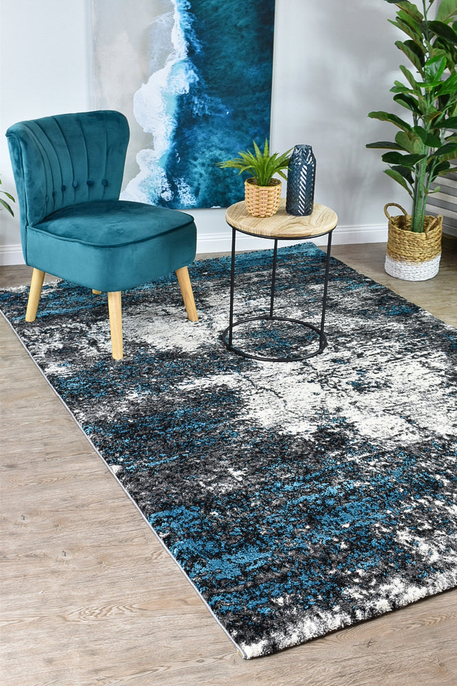 Dahlia White Turquoise Rug - Turkish-inspired modern rug from Treasures of Turkey