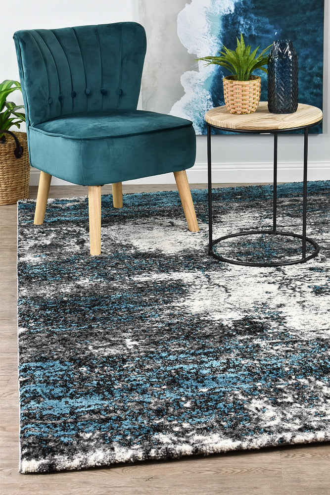 Dahlia White Turquoise Rug - Turkish-inspired modern rug from Treasures of Turkey
