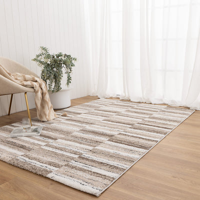Nola Shapes Beige Brown Rug