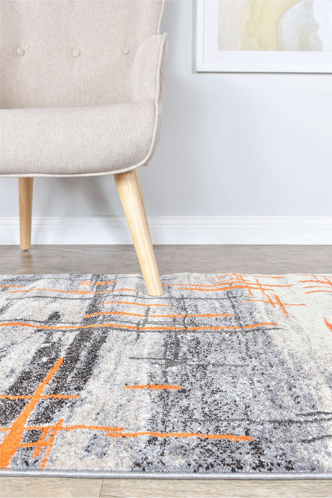 Novus Grey Orange Rug - Turkish-inspired modern rug from Treasures of Turkey