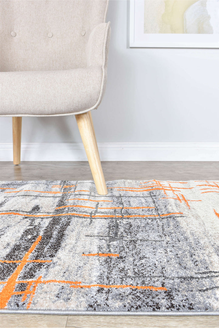 Novus Grey Orange Rug - Turkish-inspired modern rug from Treasures of Turkey