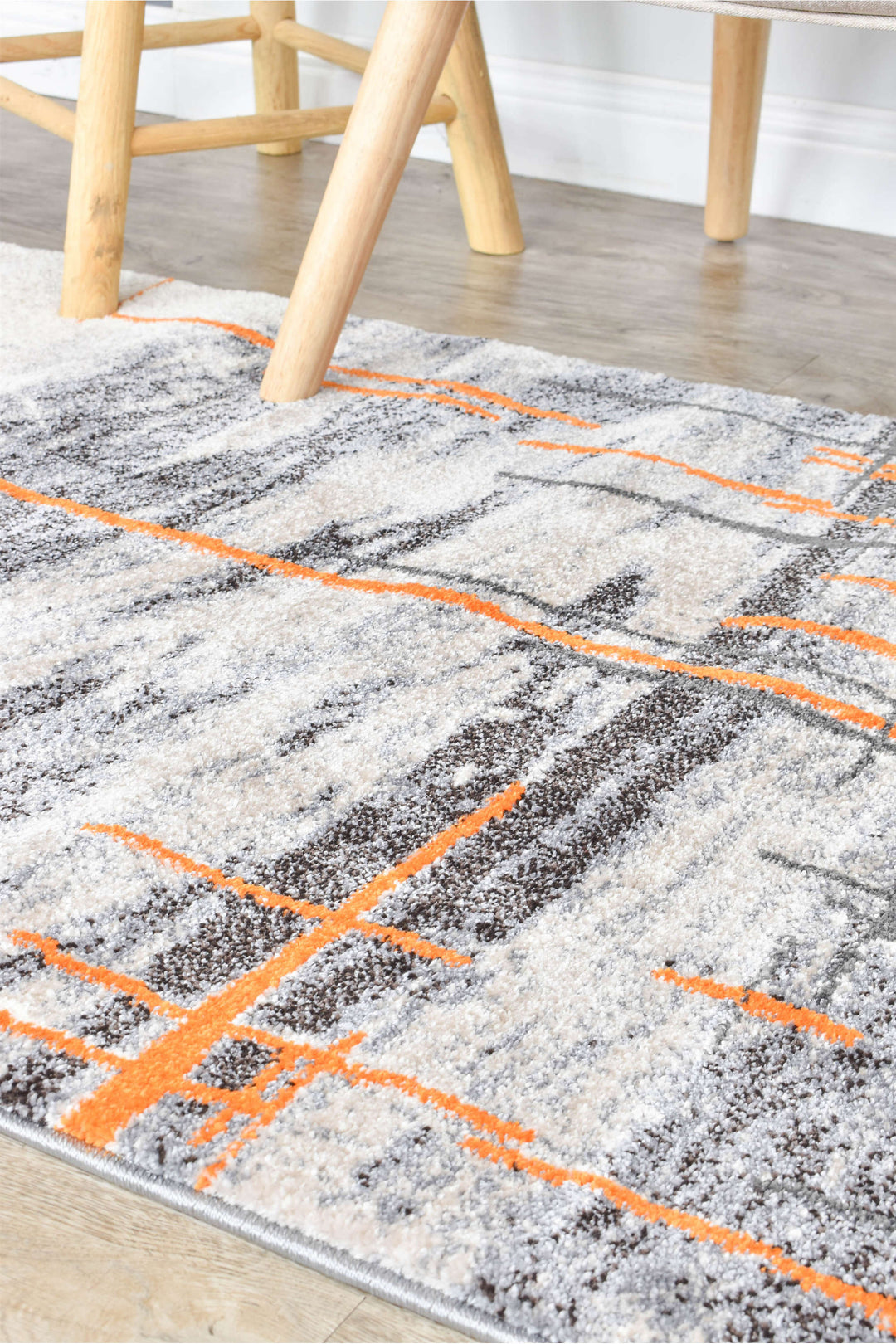 Novus Grey Orange Rug - Turkish-inspired modern rug from Treasures of Turkey